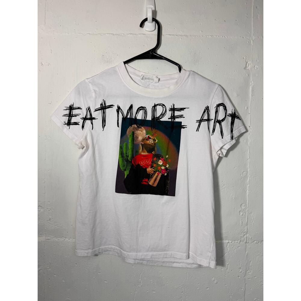 Desigual EAT MORE ART White T Shirt Size Medium